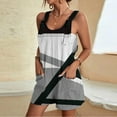 thumbnail image 2 of Women's Romper Summer Casual Color Block Cross Print Tie Knot Strap Short Jumpsuit with Pocket Fashion Loose Wide Leg Outfits, Gray, XL, 2 of 5