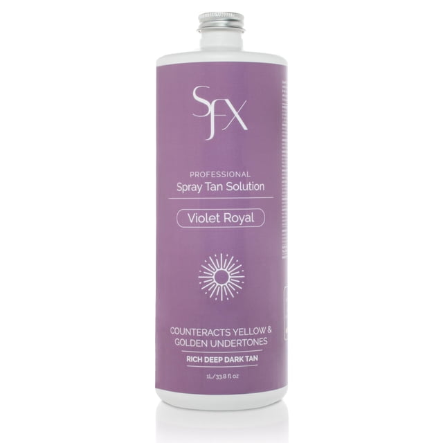 Solución de bronceado en aerosol profesional SunFX Violet Royal | Bronce oscuro de tonos fríos | Fórmula de bronceado en aerosol HVLP de grado salón | Secado rápido, sin rayas y duradero | 33 onzas lí