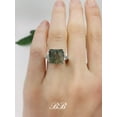 thumbnail image 4 of 10mm Moss Agate Princess Cut Ring, 6A Quality Cubic Zirconia Trillion Accents, 925 Silver, 4 of 5