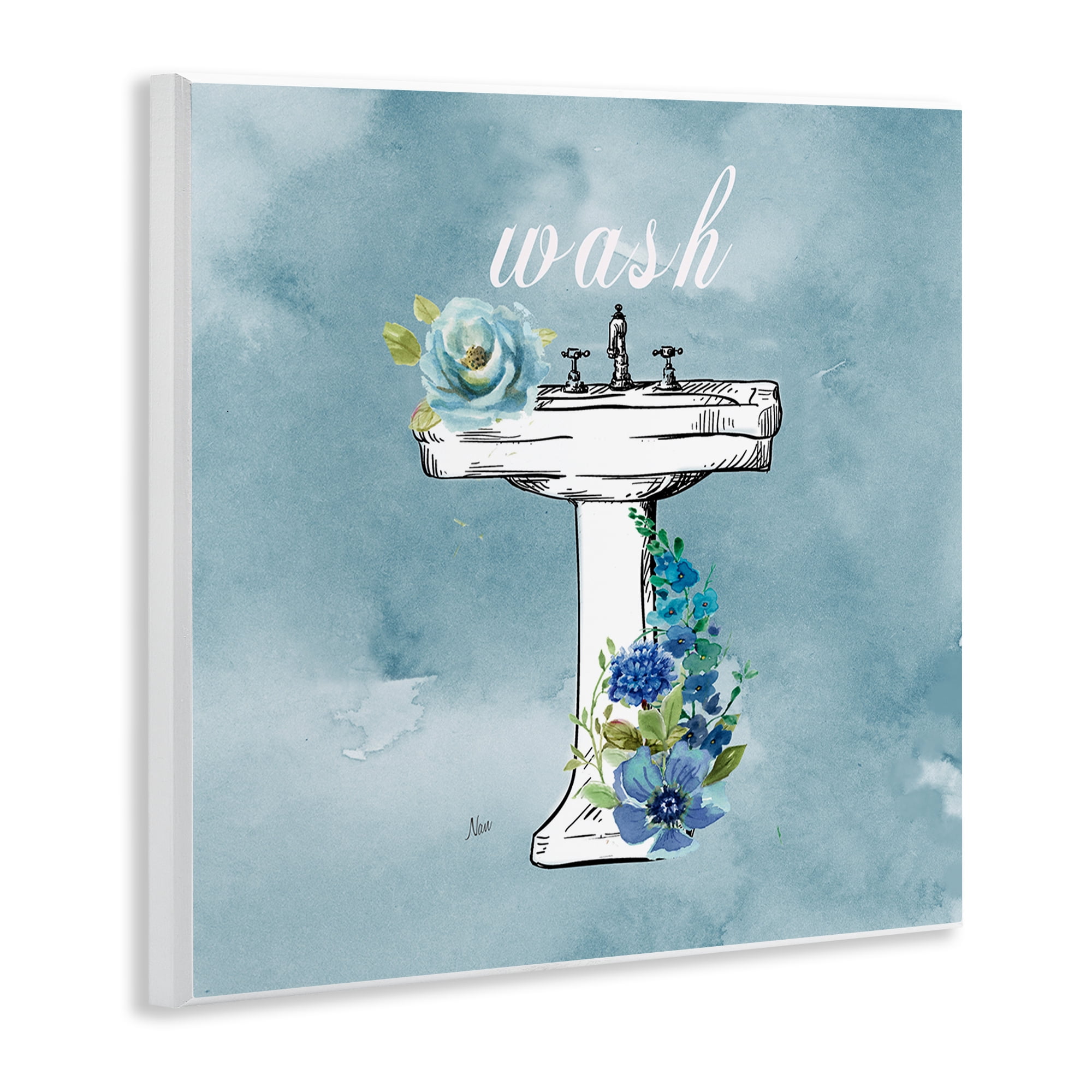 Stupell Industries Floral Bathroom Rules Wash Wall Plaque Art, design by Nan