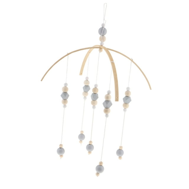 tejado De Móvil Cuna Móvil Para Niño Y Niñas Bebé Cama Decoración De La Habitación Gris - B DYNWAVEMX Campanas de viento de madera