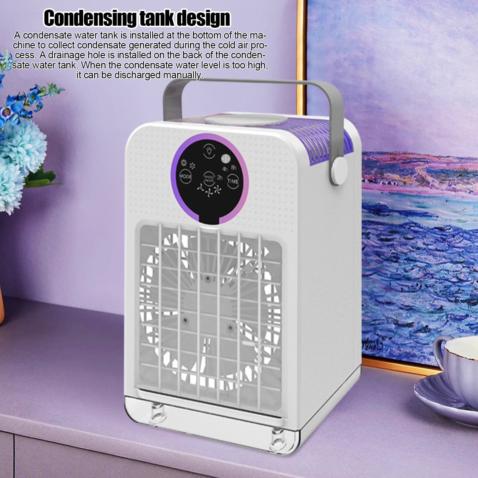 Portable Air Conditioners,3-IN-1 Evaporative Swamp Cooler,Windowless Air Conditioner,3 Speeds,Display Screen Colorful Lights,Smart Remote & Touch Control,for Bedroom,Indoor
