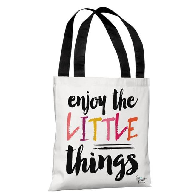 One Bella Casa 74248TT18P 18 in Enjoy the Little Things Polyester Tote Bag by Pen /& Paint44; Multi Color