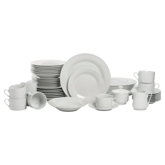10 Strawberry Street Simply White Round 45-Piece Dinnerware Set