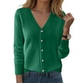 thumbnail image 2 of zaveiop Cardigan Sweaters for Women Casual Button Down V Neck Knit Cardigans Fall Solid Boho Long Sleeve Clothes (Army Green, L), 2 of 4