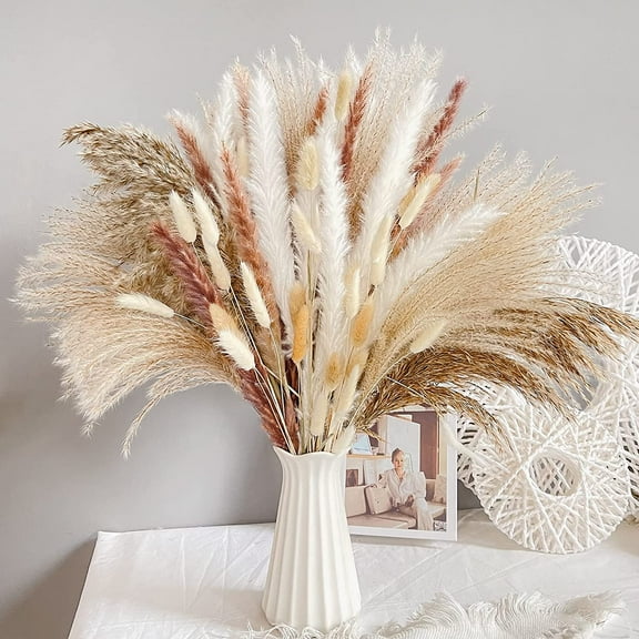 Daruoand Wedding White Dried Pampas Grass Decoration, “Set of”72