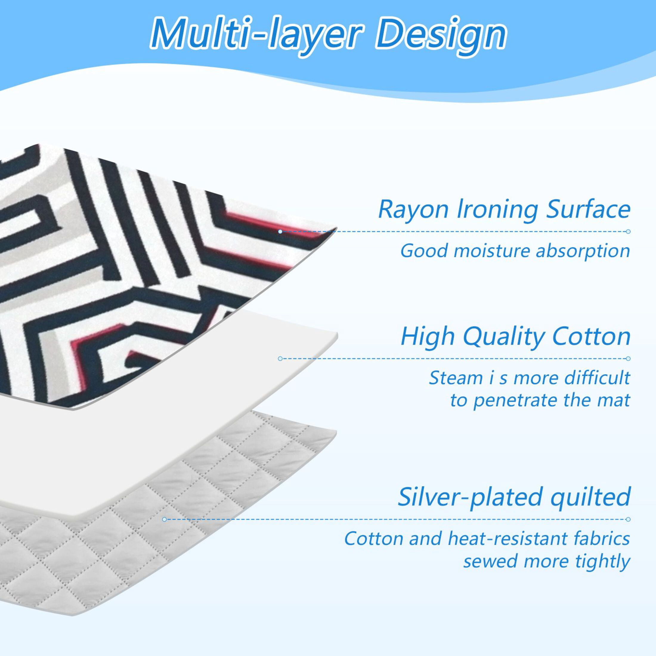 Black Red Lines Geometry Ironing Mat Blanket for Table Top Travel Portable Ironing Board Pad 47.2x27.6 Inch