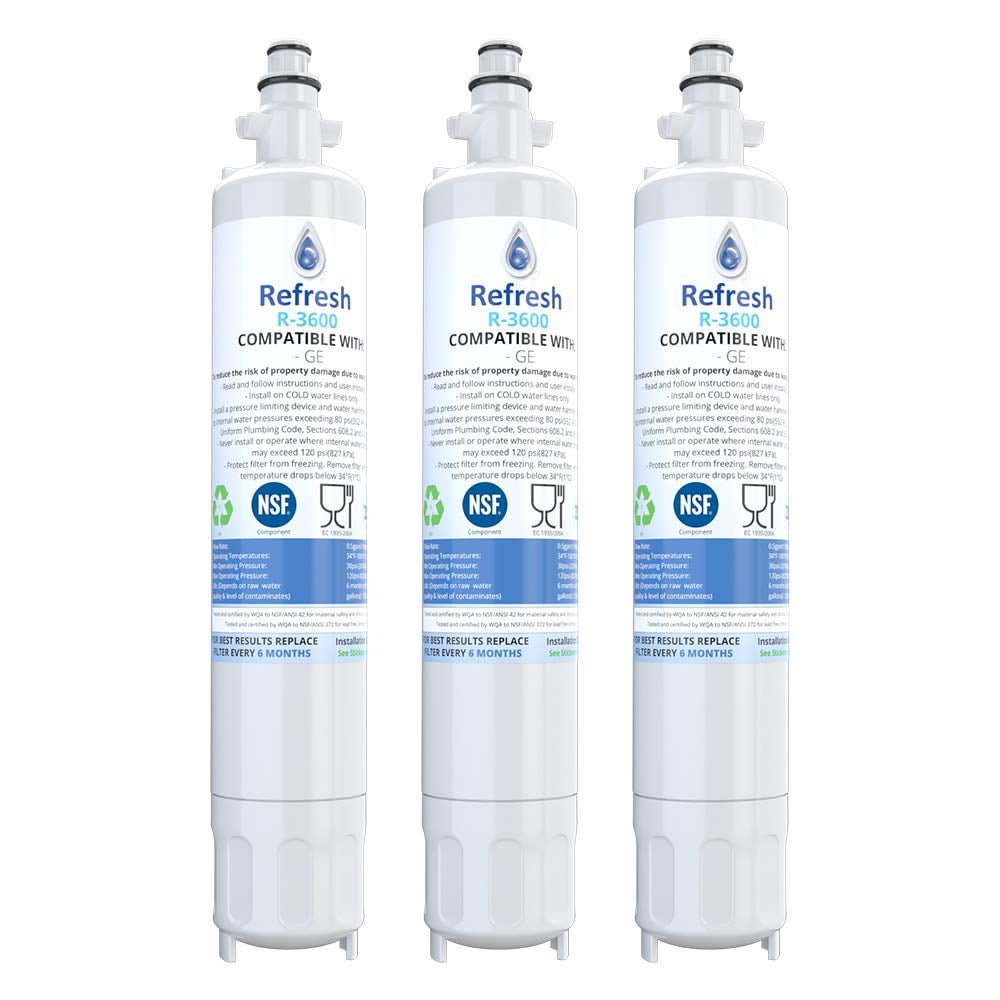 Replacement Water Filter for GE GYE22HSKSS / GYE22KMHBES -by Refresh (3 Pack)
