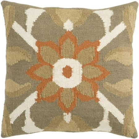 22" Earth Toned Floral Kaleidoscope Decorative Throw Pillow