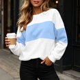 thumbnail image 5 of Sweatshirts for Women Color Blocked Fashionable Loose Round Neck Pullover Top Casual Long Sleeved Lounge Travel Work Hiking Outfit Fall Clothes, 5 of 9