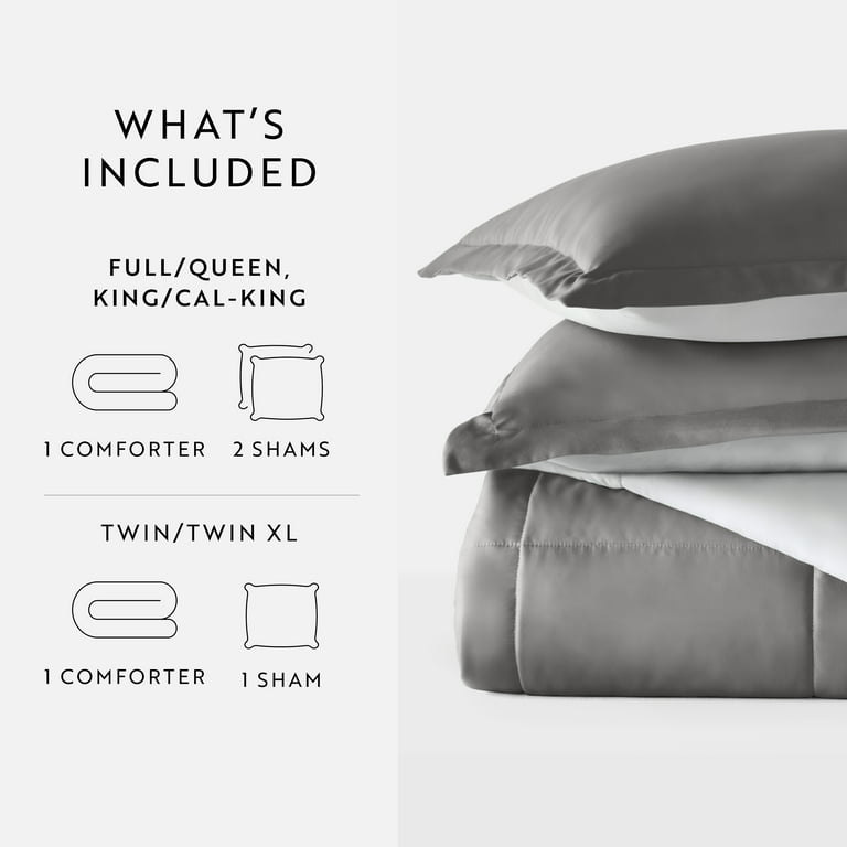 Down Alternative 3-Piece Comforter Set – Soft Silver, King Size