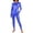 Blue, variant on QHFBli Women's Metallic T-Shirt and Legging Trousers Round Neck Long Sleeves Shining Disco Tee Top Pant Neck Jumpsuit Outfit
