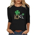 thumbnail image 3 of TaTaai Women Loose Black Top St. Patrick's Print Crew Neck 3/4 Sleeve Fashion Tee Ladies Spring Daily Wear Soft Comfortable Non-See-Through No Fading Stylish Top Gift, 3 of 7