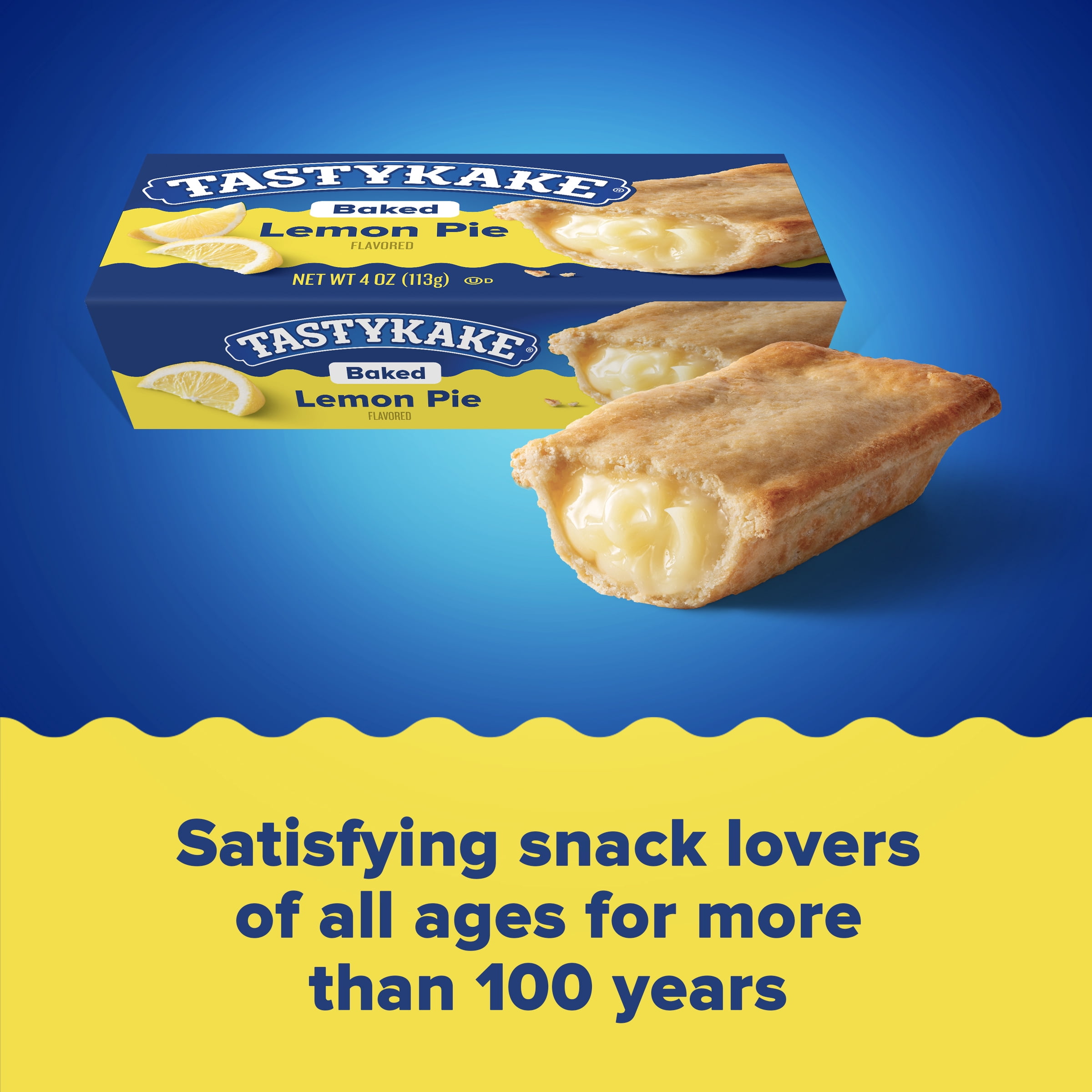 Tastykake Baked Lemon Boxed Pie, 4 oz, Individually Wrapped Snack