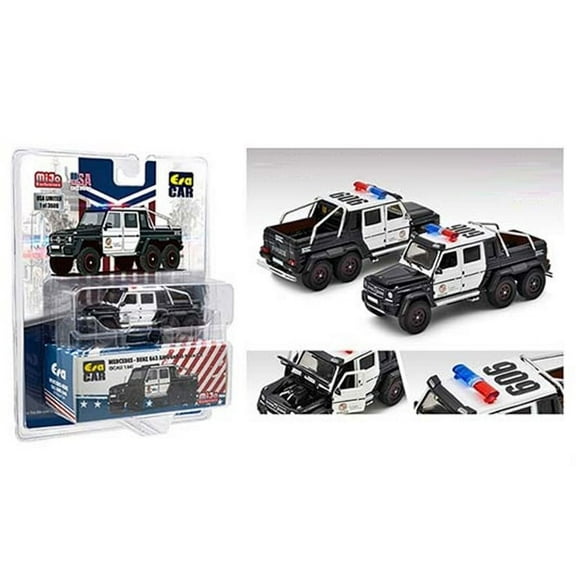 Mercedes-Benz G63 AMG 6x6 Police, Black and White - Era Car ESPMJ003B - 1/64 scale Diecast Model Toy Car