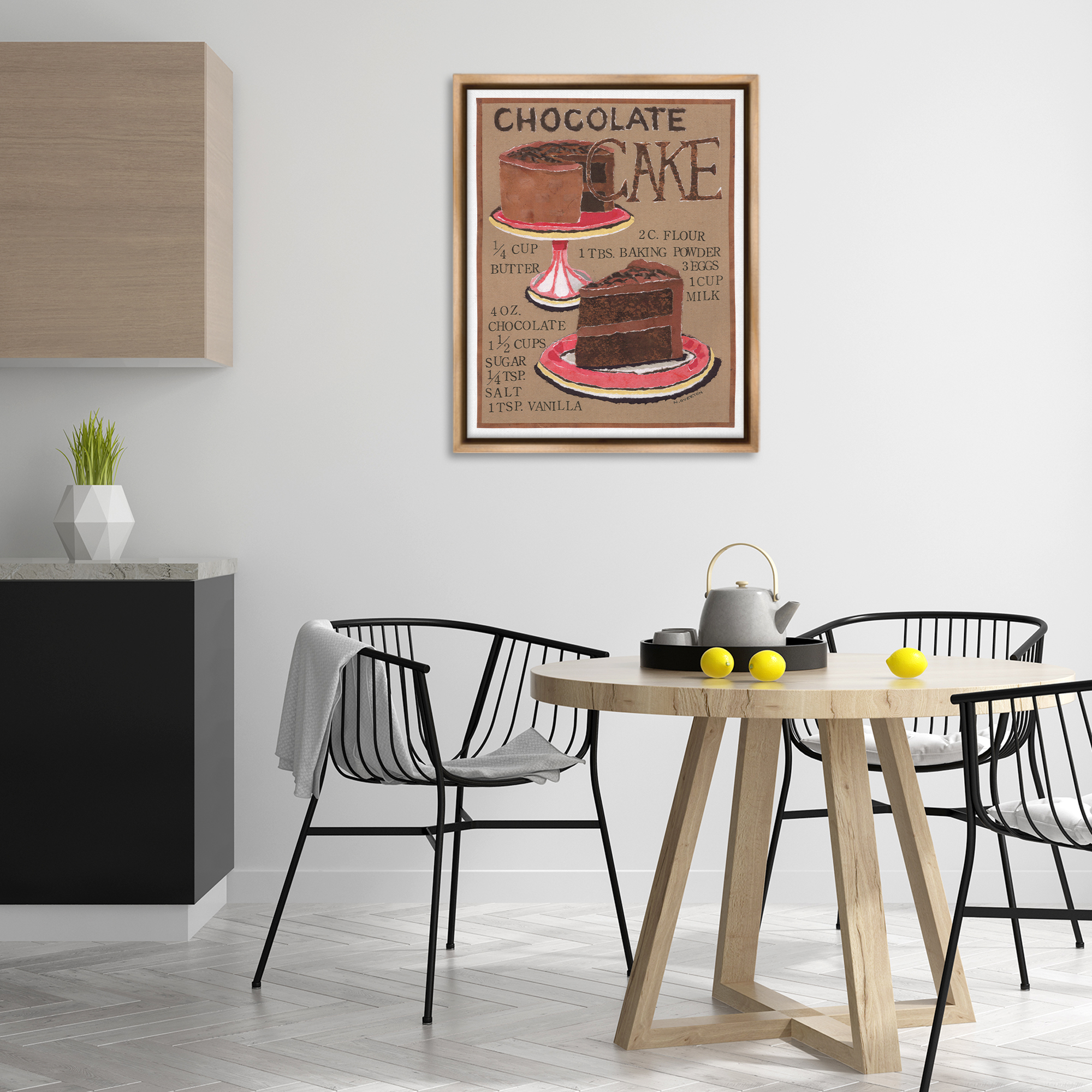 Stupell Industries Chocolate Cake Recipe Food & Beverage Painting Brown Floater Framed Art Print Wall Art, 25 x 31