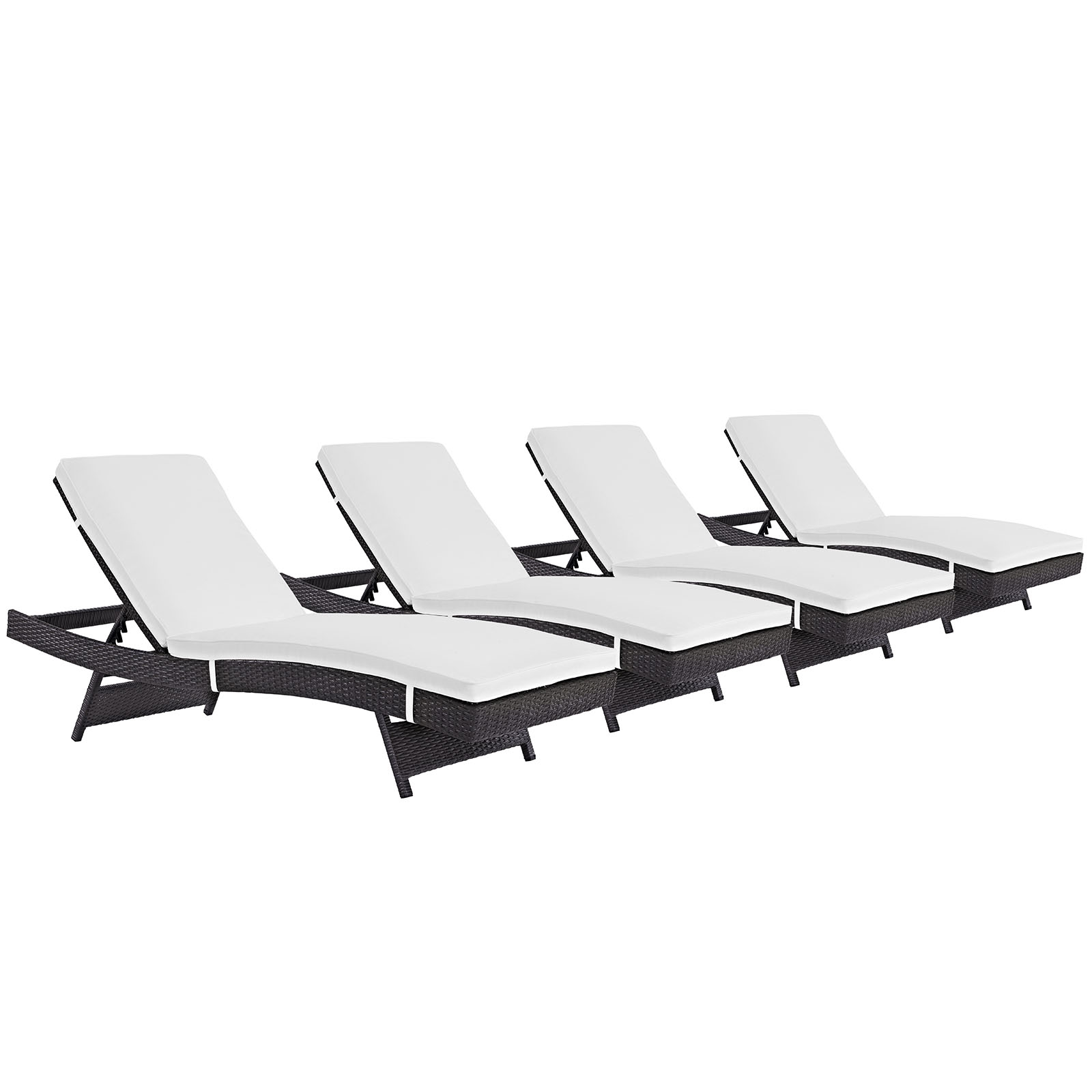 Modway Convene Chaise Outdoor Patio Set of 4 in Espresso White - image 2 of 5