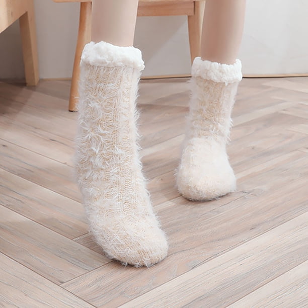 Calcetines de mujer informales de invierno para el hogar, cálidos, gruesos y de forro polar, calcetines cálidos para mujer