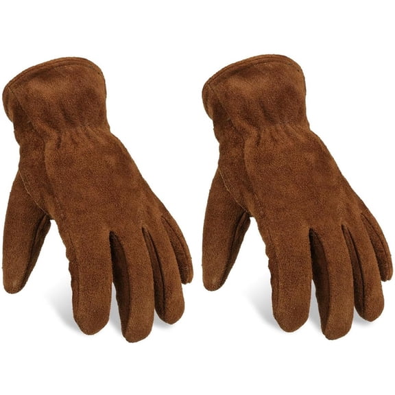 HOMEIORA 1 Pair Work Gloves Winter Insulated Coldproof Leather Glove Thick - Flexible Warm for Working in Cold Weather for Men & Women - Medium, Brown