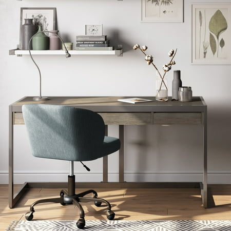 Simpli Home - Erina Rectangular Modern Industrial Solid Acacia Wood 2-Drawer Table - Distressed Grey