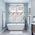 thumbnail image 3 of Modern White Gold Kitchen Curtains Sets for Windows 24 Inch Length, Abstract Marble Geometric Rod Pocket Window Treatments Tier Curtains and Valances Set for Bedroom/Bathroom, 3 of 8