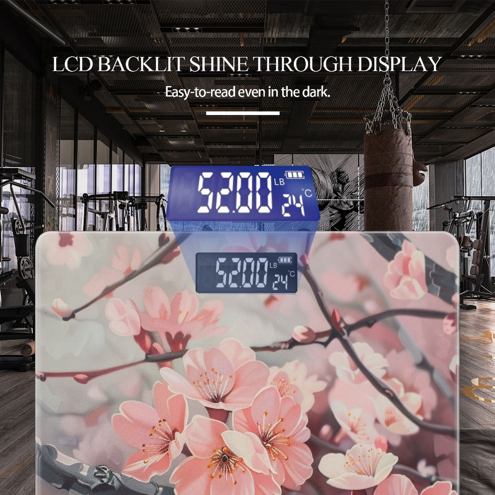 Bathroom Scale, Highly Accurate Digital Body Scale,Precisely Measures Weight up to 400 lbs-The Peach Blossoms In Full Bloom With Pink And White Flowers