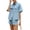 Light Blue, variant on Women'S Denim 2 Piece Outfits Short Sleeve Button Down Shirt Drawstring Shorts Set Casual Jean Outfits Light Blue S