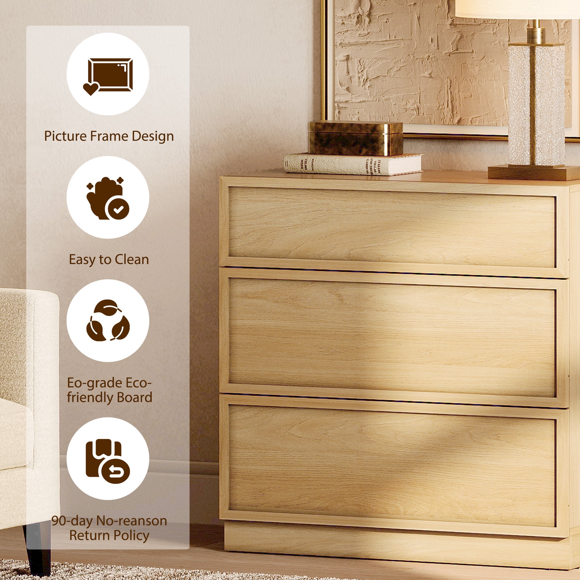 31.5" Modern Sideboard Buffet Cabinet with 3 Drawers, Multifunctional Sideboard with Large Storage and Adjustable Shelf