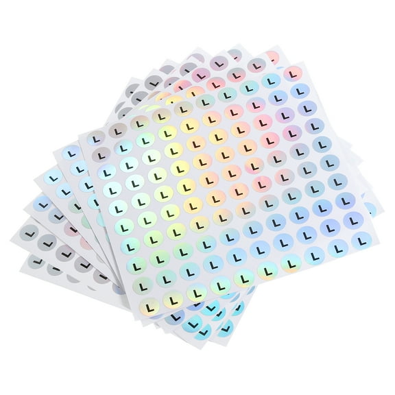 Uxcell Laser Capital Letter Stickers, Alphabet L Round Self-Adhesive Reflective Letter Stickers 15 Sheets(1500 Stickers)