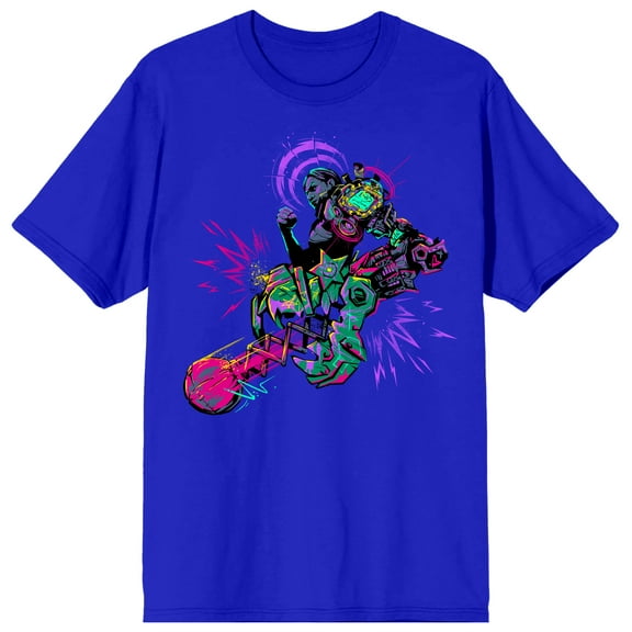 Arcane Neon Sevika Adult Royal Blue Crew Neck Short Sleeve T-shirt - Medium