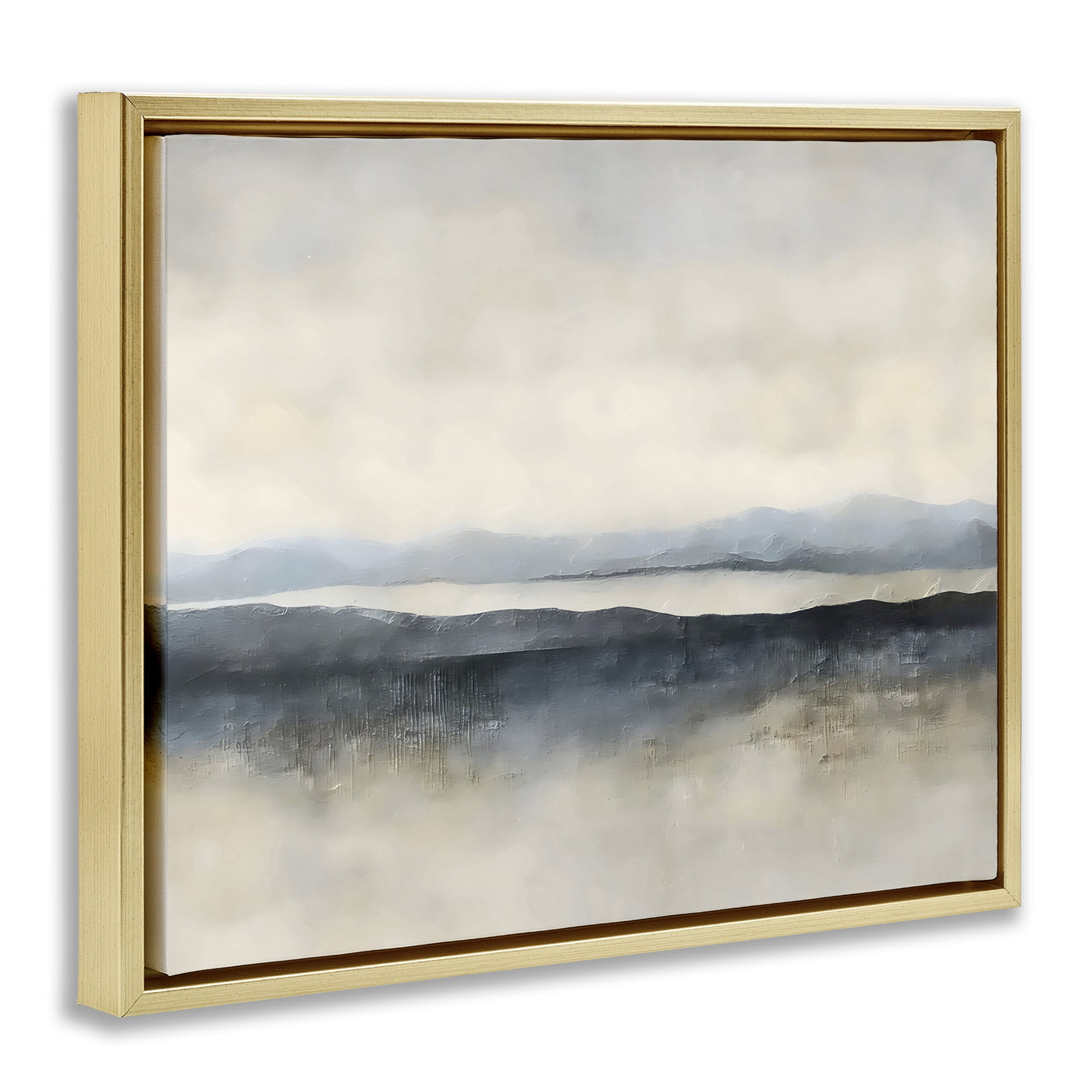 Stupell Industries Misty Muted Horizon Gold Framed Floater Canvas Wall Art, design by Riley B
