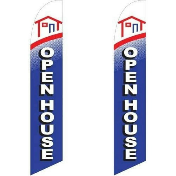 Open House Home Red White Blue, Twin Pack Replacement Full Sleeve Swooper Banner Flags