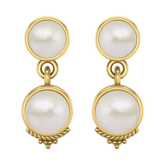 6mm Round Shape Pearl 925 Sterling Silver Gold Vermeil Dangle Valentines Day Gifts Women Earring Bohemian Jewelry