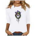 thumbnail image 2 of SOOMLON Mardi Gras Shirts Women Tuesday Shirts Carnival Themed Party 3/4 Sleeve Outfits Funny Mask Graphic Tshirts Tunic Round Neck Tops New Orleans Holiday Blouses 2025 White 3XL, 2 of 5