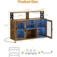 thumbnail image 2 of LED-Lit Bar Cabinet with Power Outlets & Glass Holder - Wine Cabinet Storage for Kitchen & Home, 2 of 6