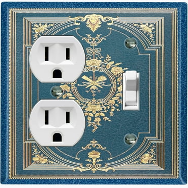 Metal Light Switch Plate Cover Elegant Victorian Theatre Floral Frame Blue FRA070