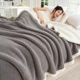 thumbnail image 2 of Xuniizn Soft Blankets, Throw Blanket for Couch, Flannel Sherpa Blanket Fleece Blanket for Adults, Cozy, Plush, Thicken, Reversible, Machine Washable, Gray, 2 of 7