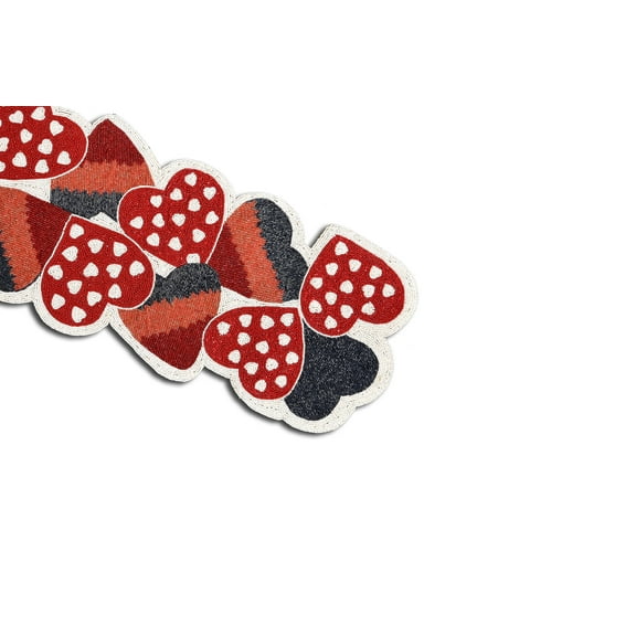 Handmade Table Runner, Hearts Design Table Runner, Beaded Table Runner, Dining Table Topper 13X36 Inch