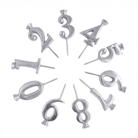 Ruanlalo 10 Pcs Reusable Number Birthday Candle Holder Set 0-9 Numbered Cake Toppers Metal Silver Digital Candle Holder for Birthday Cakes Anniversary Celebrations