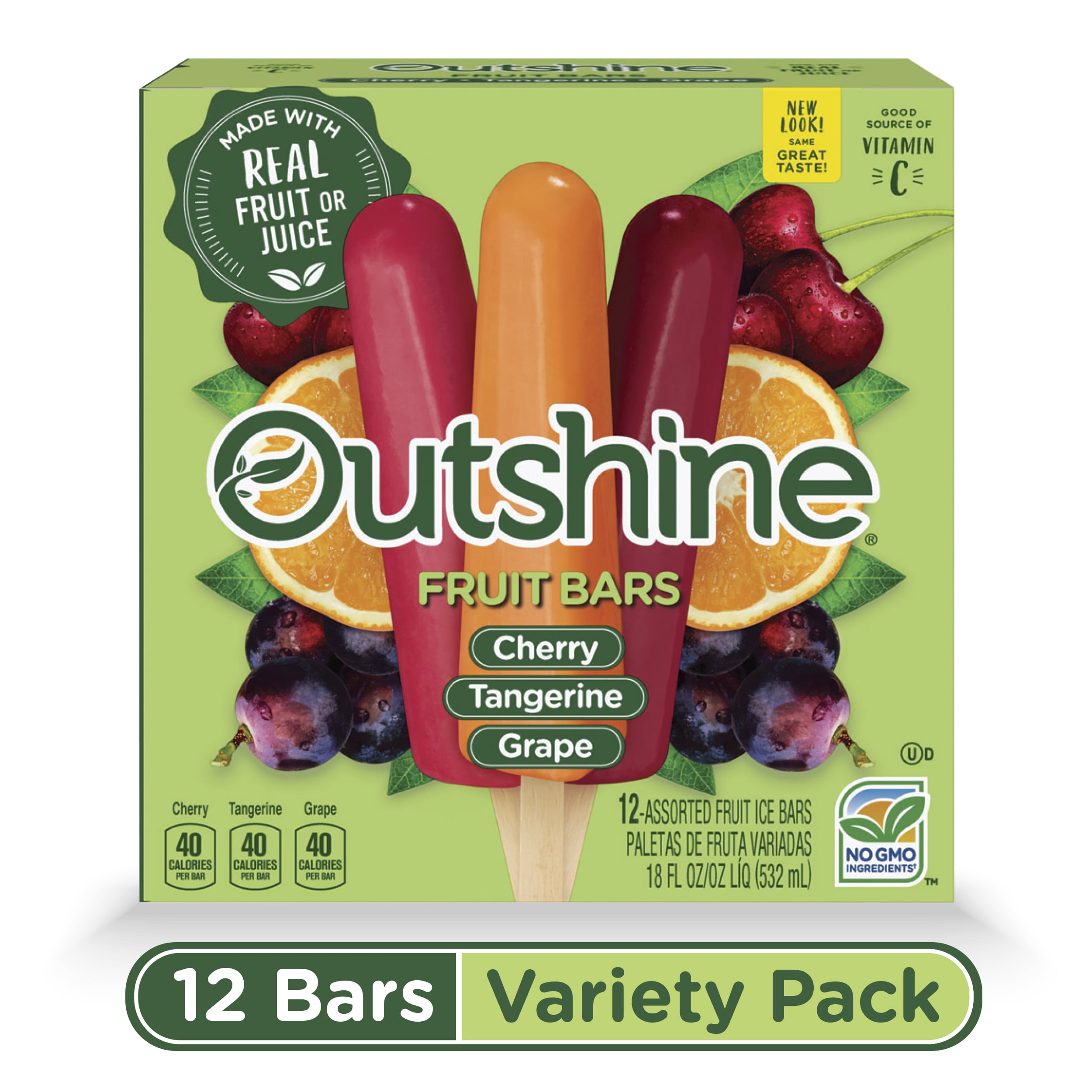 OUTSHINE Cherry, Tangerine & Grape Frozen Fruit Bars, 12 Ct. Box