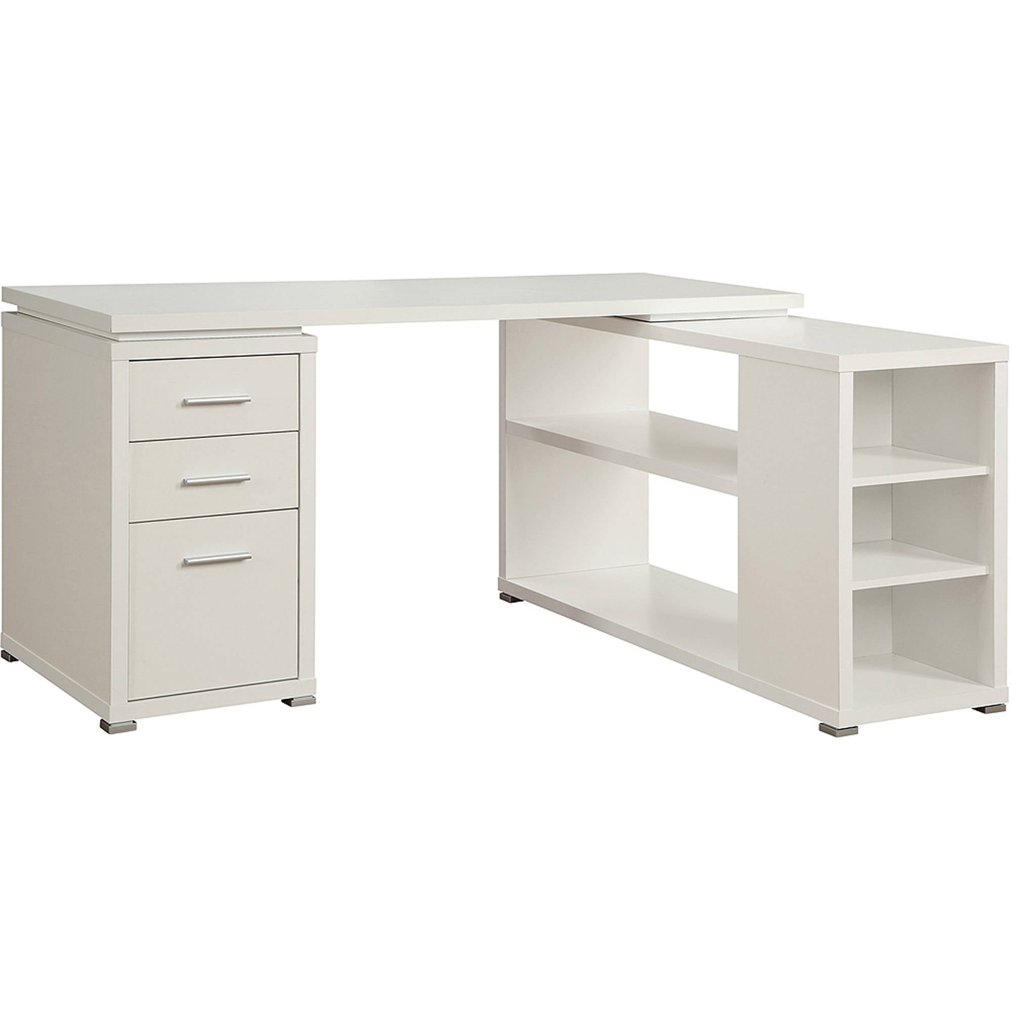 Coaster Company Yvette Collection L Shaped Reversible Desk White Com L Shaped Reversible Desk, L Shaped Office Desk With Side Storage
