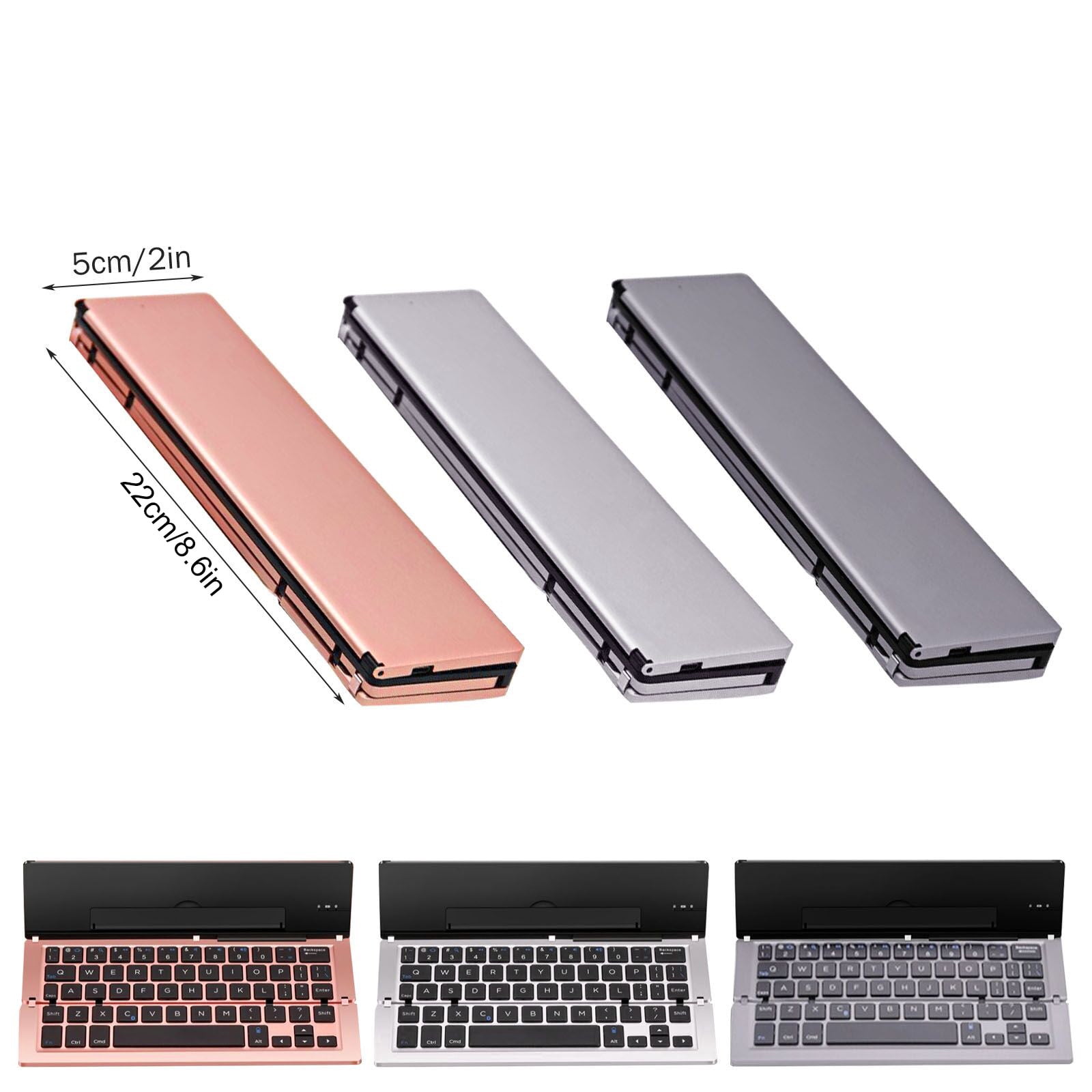 Mini Portable Wireless Bluetooth Keyboard Aluminum Alloy Foldable Rechargeable Keyboard Travel Office Home With Stand