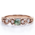 thumbnail image 1 of JeenMata Anillo de Compromiso Victoriano con 7 Piedras de 1,75 ct de Ágata Verde Musgo y Moissanita en Baño de Oro Rosa de 18 K sobre Plata, 1 of 6