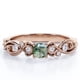 thumbnail image 1 of JeenMata Anillo Compromiso Filigrana Victoriano 7 Piedras 1,75 ct Brillante Redonda Ágata Verde Musgo Veteada y Moissanita Baño Oro Rosa 18K sobre Plata, 1 of 6
