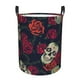 thumbnail image 1 of Balery Roses Skulls Cesta de ropa redonda con asas, impermeable, independiente, para ropa, juguetes, dormitorio y familia-Small, 1 of 6