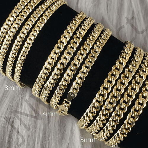 10K Yellow Gold 3mm 4mm 5mm Real Miami Cuban Link Necklace Chain 16