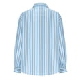 thumbnail image 4 of VBVC Women's Oversized Striped Button Down Shirt , Casual Long Sleeve Blouse For Women,Ladies' Loose Fit Collared Top with Pockets,Blue,S-2XL, 4 of 8