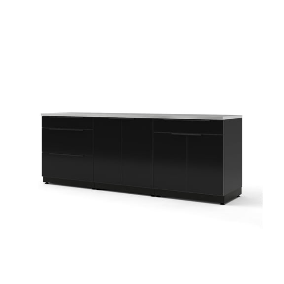 NewAge Products Outdoor Kitchen Aluminum 3 Piece Cabinet Set with 2-Door, 3-Drawer and Bar Cabinet