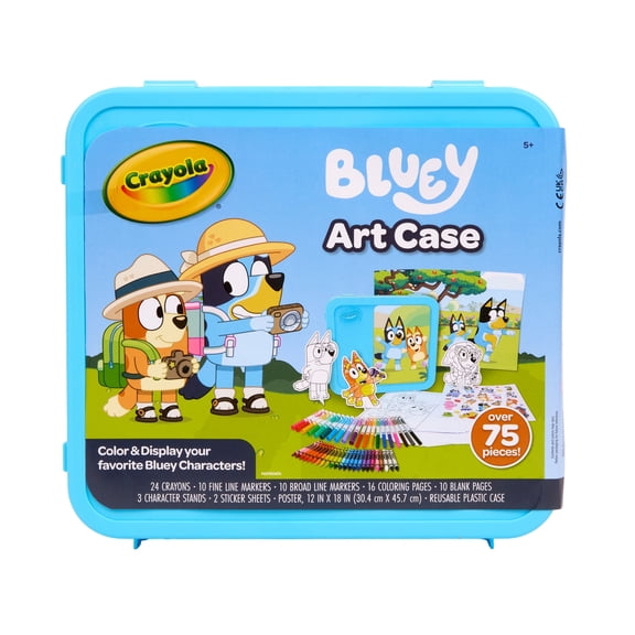 Crayola Bluey Create & Color Art Case (75  Pcs), Bluey Coloring Pages & Stickers, Kids Art Kit, Travel Activities, Gift for Kids, Ages 5, 6, 7, 8