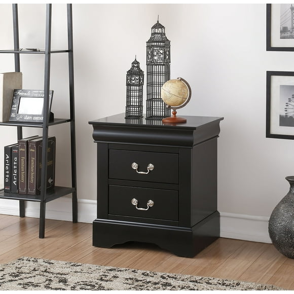 Mesita de noche Casafoyer Louis Philippe III Negra 94x43x86 cm
